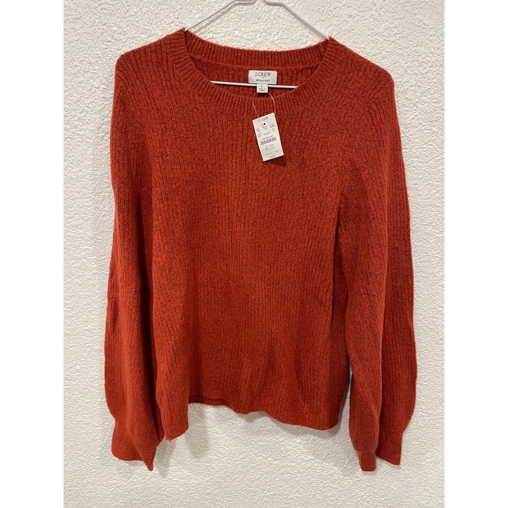 J.Crew Women's Orange Crewneck Sweater in Extra-Soft Yarn, Size Large, NWT